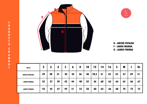 tallas chaqueta chandal haiti