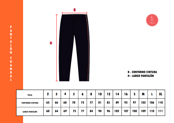tallas pantalon chandal haiti