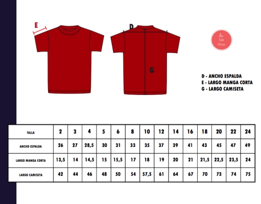 talla Camiseta Deportiva CEIP Parque Eugenia de Montijo