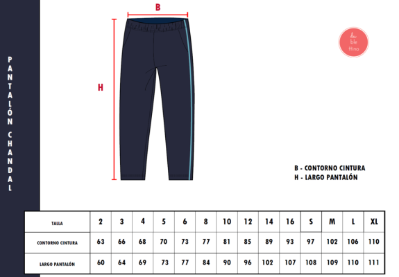 Talla Pantalón Chandal CEIP Santo Domingo