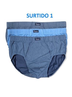 Pack 3 slip abiertos algodón estampados ABANDERADO 0090