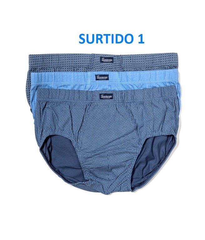Pack 3 slip abiertos algodón estampados ABANDERADO 0090