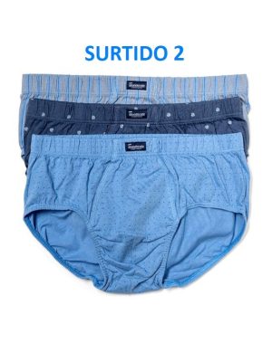 Pack 3 slip abiertos algodón estampados ABANDERADO 0090