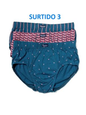Pack 3 slip abiertos algodón estampados ABANDERADO 0090