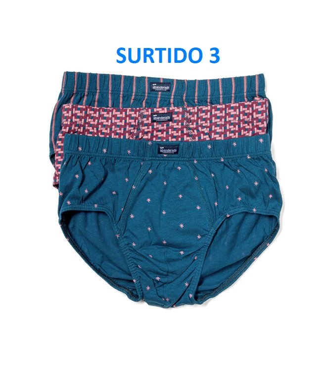 Pack 3 slip abiertos algodón estampados ABANDERADO 0090