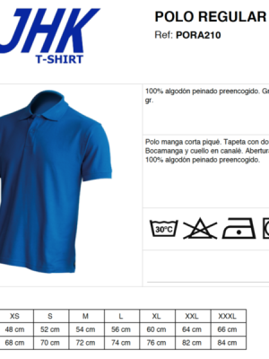 Polo básico manga corta hombre JHK PORA 210