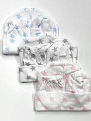 Pack Gorro + Manopla + Patuco recién nacido ESTRELLAS DUFFY BABY