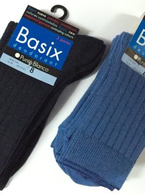 Pack 3 calcetines canalé PUNTO BLANCO Azul Francia o Marino